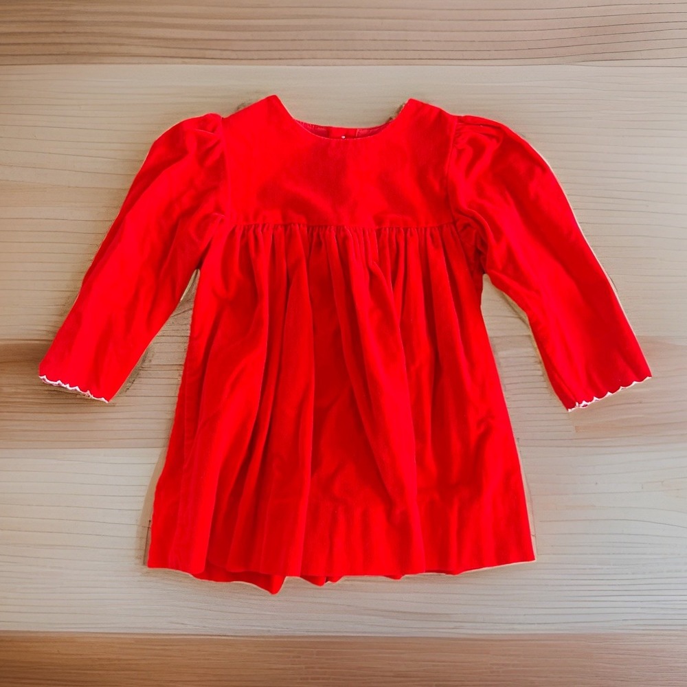 VTG 90s Baby Togs Girls Red Velvet Holiday Dress‎ Christmas With White Trim